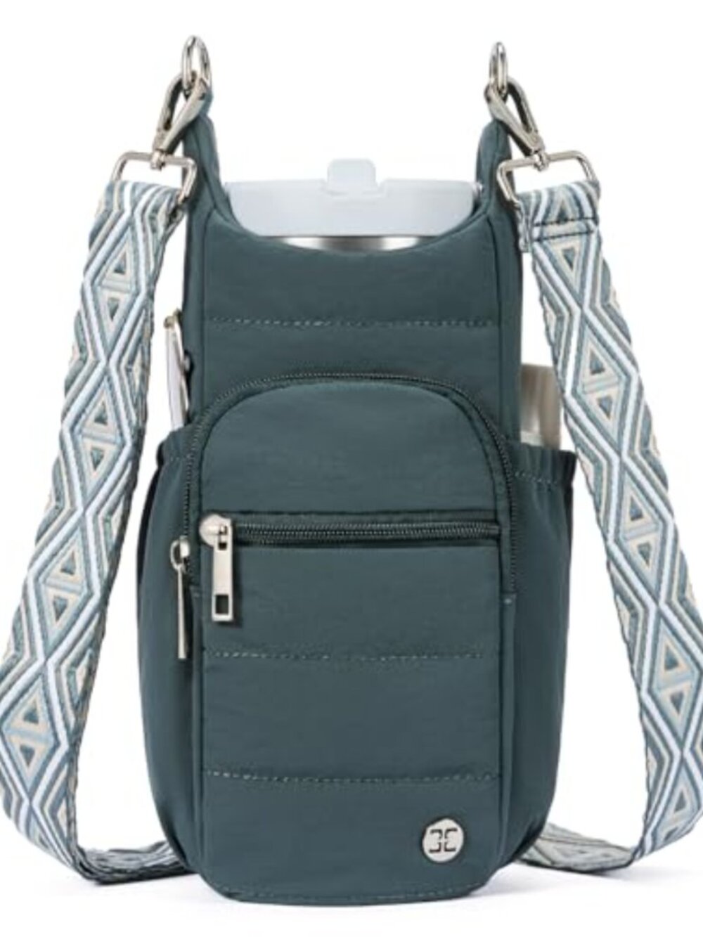 Water Bottle Holder Crossbody Bag with Strap, 40oz Water Resistant Down Fabric